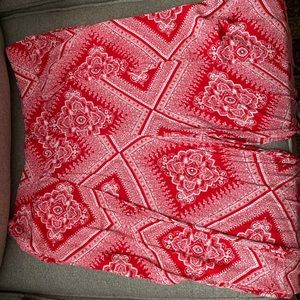 Red and White Loose Pants